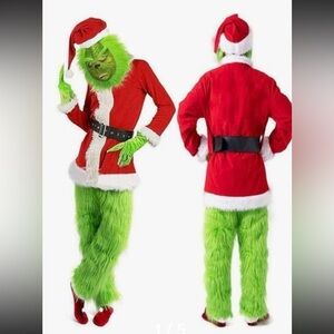Adults  grinch Christmas costume come with headband for dog max size XL